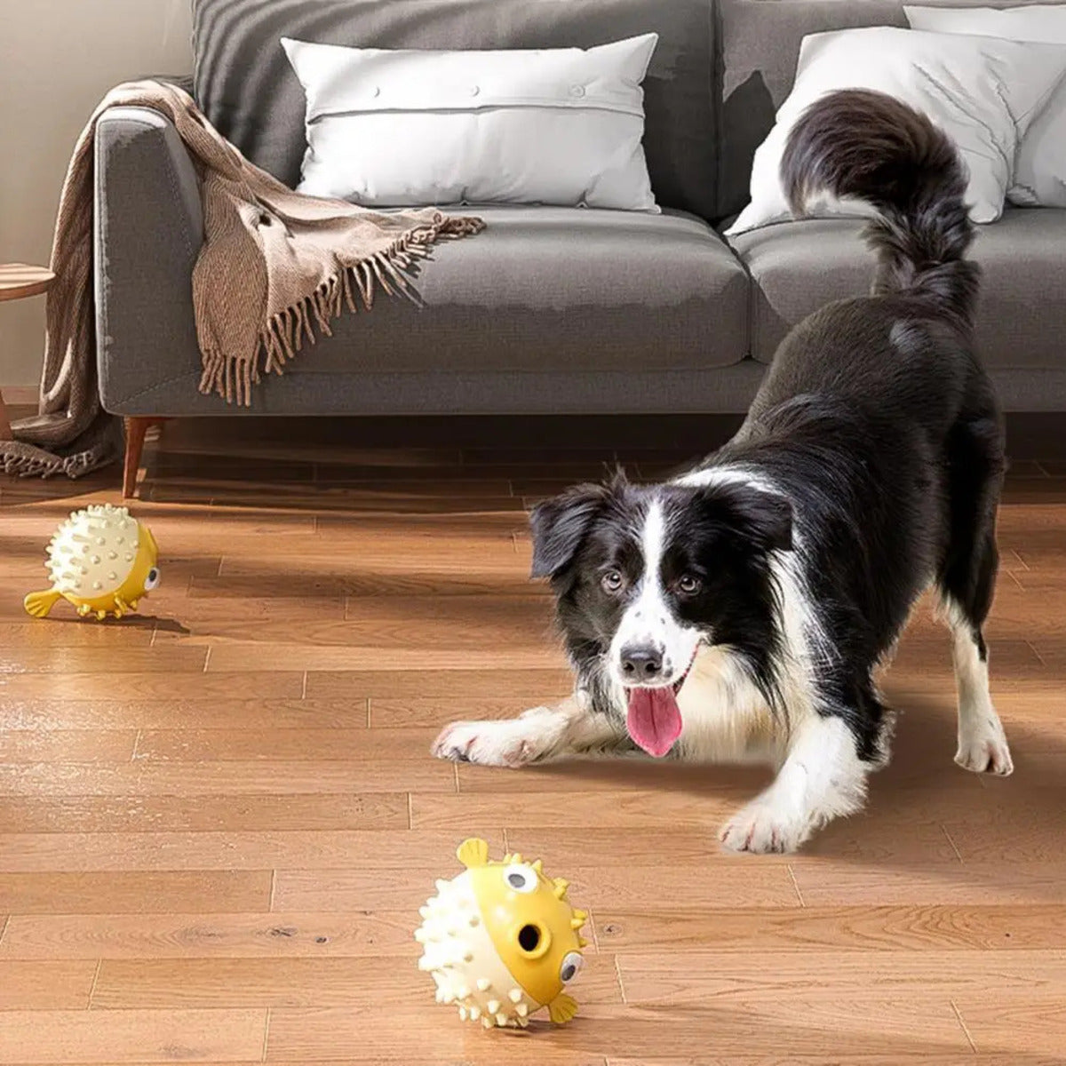 KFX-6239933 Durable Fish-Shaped Dog Chew Toy for Aggressive Chewers - Squeaky Teeth Grinding Toy for All Dog Sizes