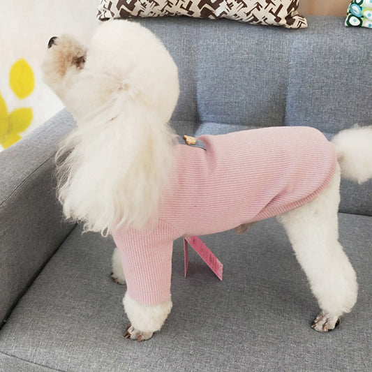 KFX-6240445 Comfortable Cotton Striped Dog Sweater in Navy Blue, Lotus Root Pink, and Original White