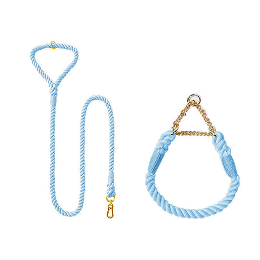 KFX-6242237 Woven Cotton Dog Leash and Collar Set in Various Colors and Sizes