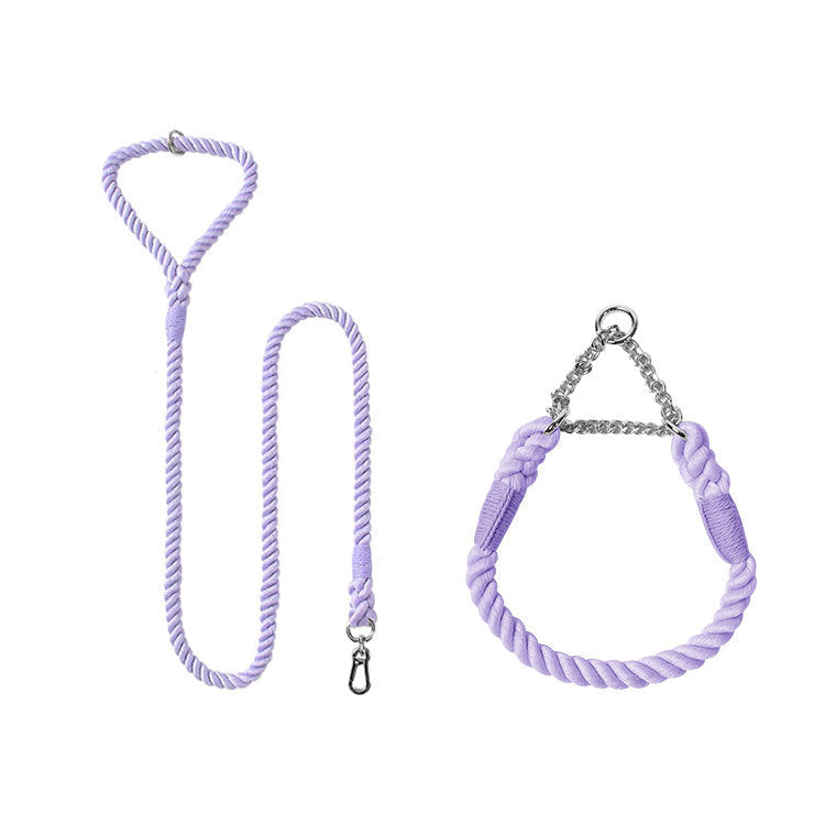 KFX-6242237 Woven Cotton Dog Leash and Collar Set in Various Colors and Sizes