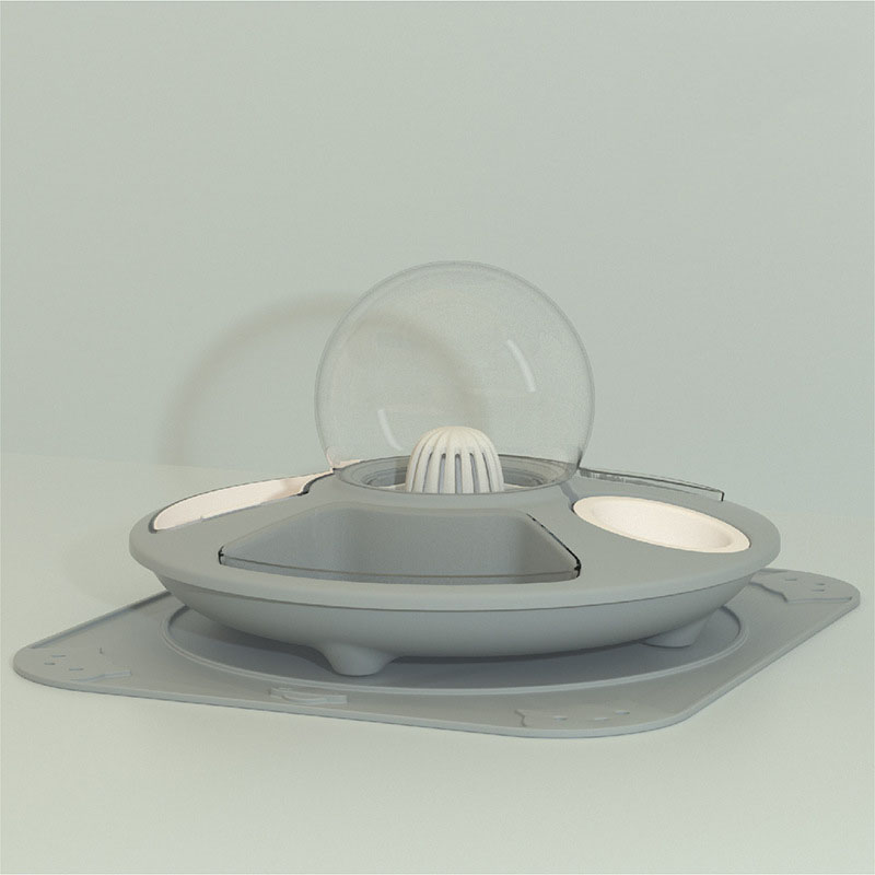KFX-6242621 UFO Bowl with Anti-Overturning Feeder - Multiple Color Options and Placemat Designs