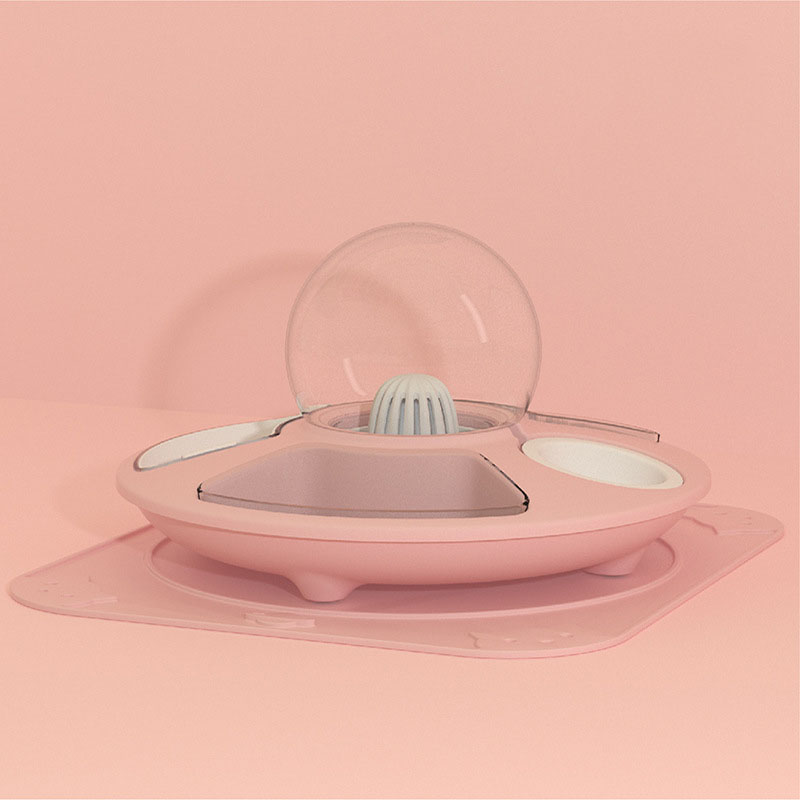 KFX-6242621 UFO Bowl with Anti-Overturning Feeder - Multiple Color Options and Placemat Designs