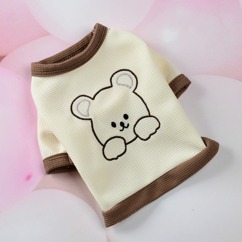 KFX-6243005 Adorable Bear-Themed Small Schnauzer Dog Clothing Set - Skirt & T-Shirt Options Available