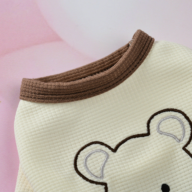 KFX-6243005 Adorable Bear-Themed Small Schnauzer Dog Clothing Set - Skirt & T-Shirt Options Available