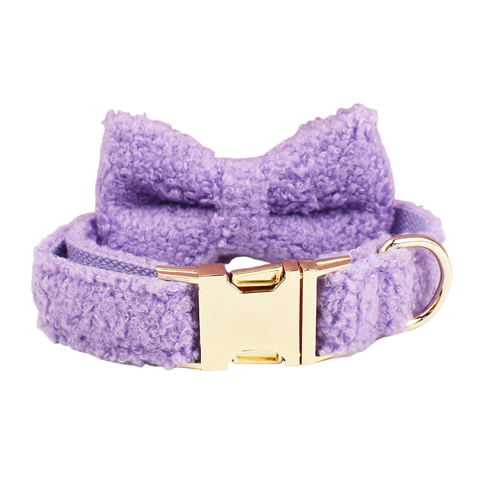 KFX-6243901 Purple Four-Piece Small Dog Accessories Set: Collar, Leash, Bow, and Vest