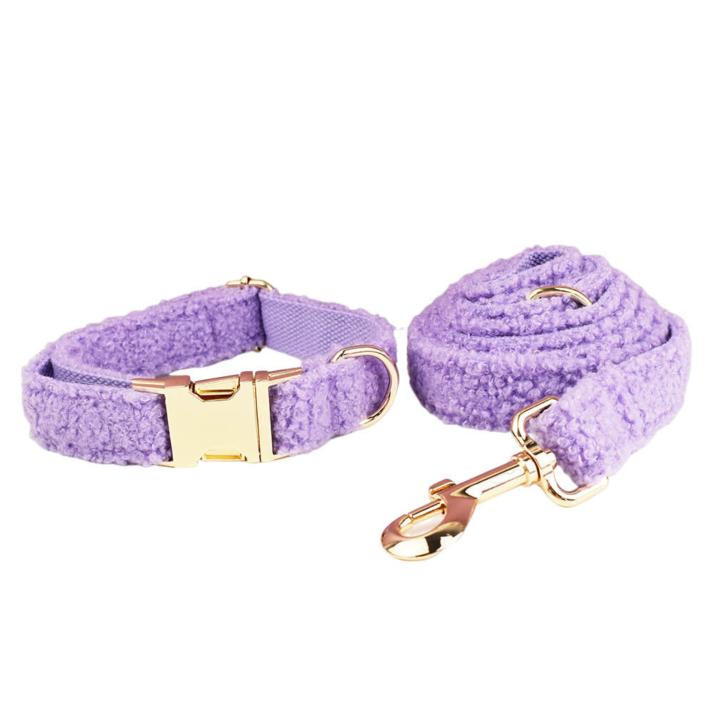 KFX-6243901 Purple Four-Piece Small Dog Accessories Set: Collar, Leash, Bow, and Vest