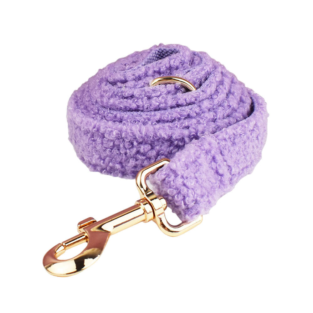 KFX-6243901 Purple Four-Piece Small Dog Accessories Set: Collar, Leash, Bow, and Vest