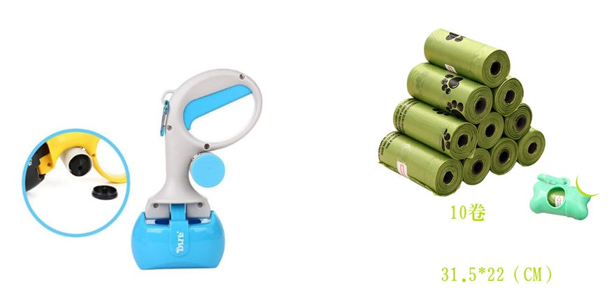 KFX-6244669 2-in-1 Portable Pet Toilet Picker with Curved Grip & Garbage Bags