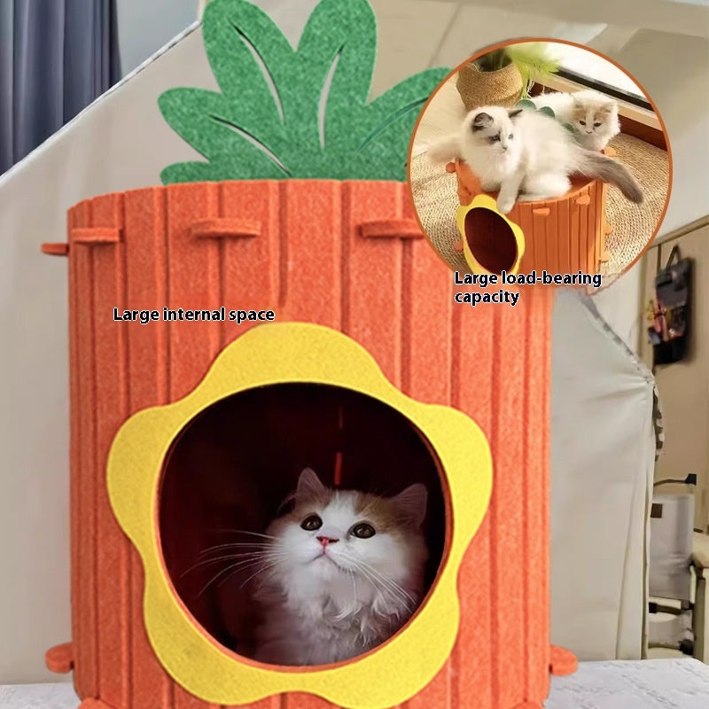 KFX-6246461 Carrot Cat Nest - Semi-Closed Felt Cat Scratch Board with Wear-Resistant Design