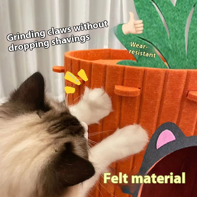 KFX-6246461 Carrot Cat Nest - Semi-Closed Felt Cat Scratch Board with Wear-Resistant Design