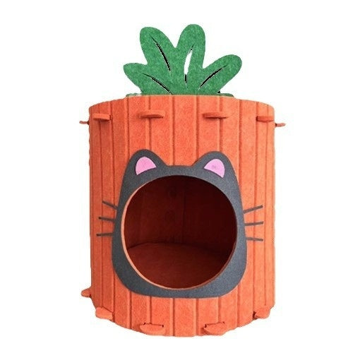 KFX-6246461 Carrot Cat Nest - Semi-Closed Felt Cat Scratch Board with Wear-Resistant Design