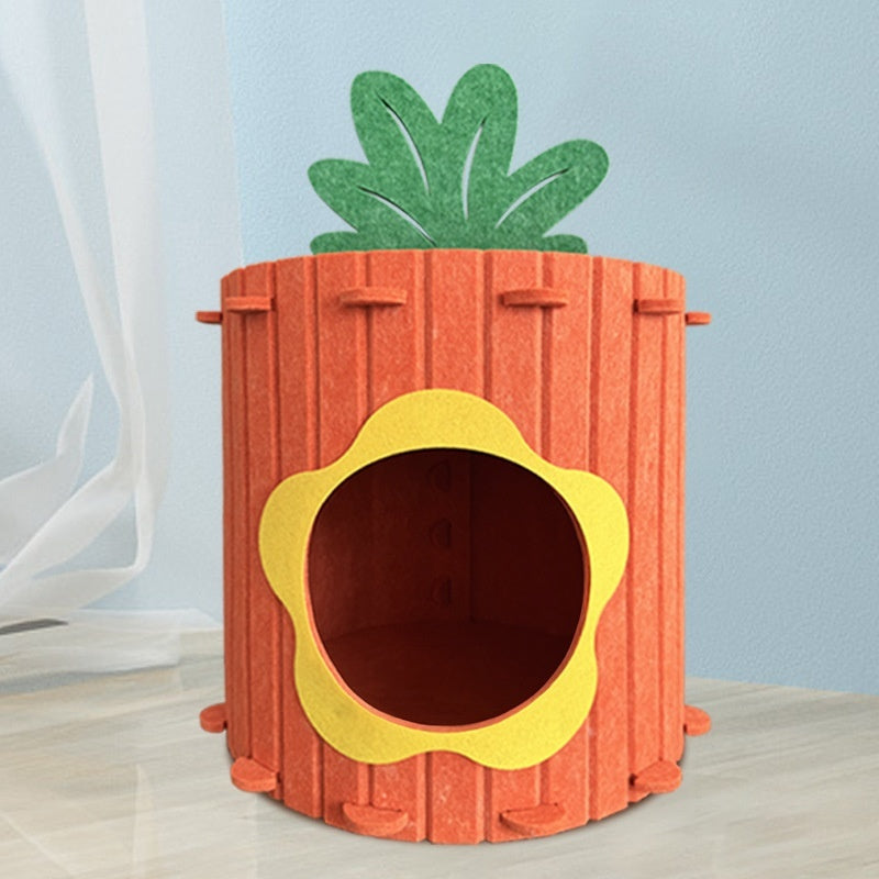 KFX-6246461 Carrot Cat Nest - Semi-Closed Felt Cat Scratch Board with Wear-Resistant Design
