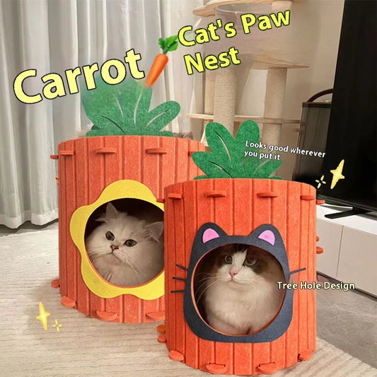KFX-6246461 Carrot Cat Nest - Semi-Closed Felt Cat Scratch Board with Wear-Resistant Design