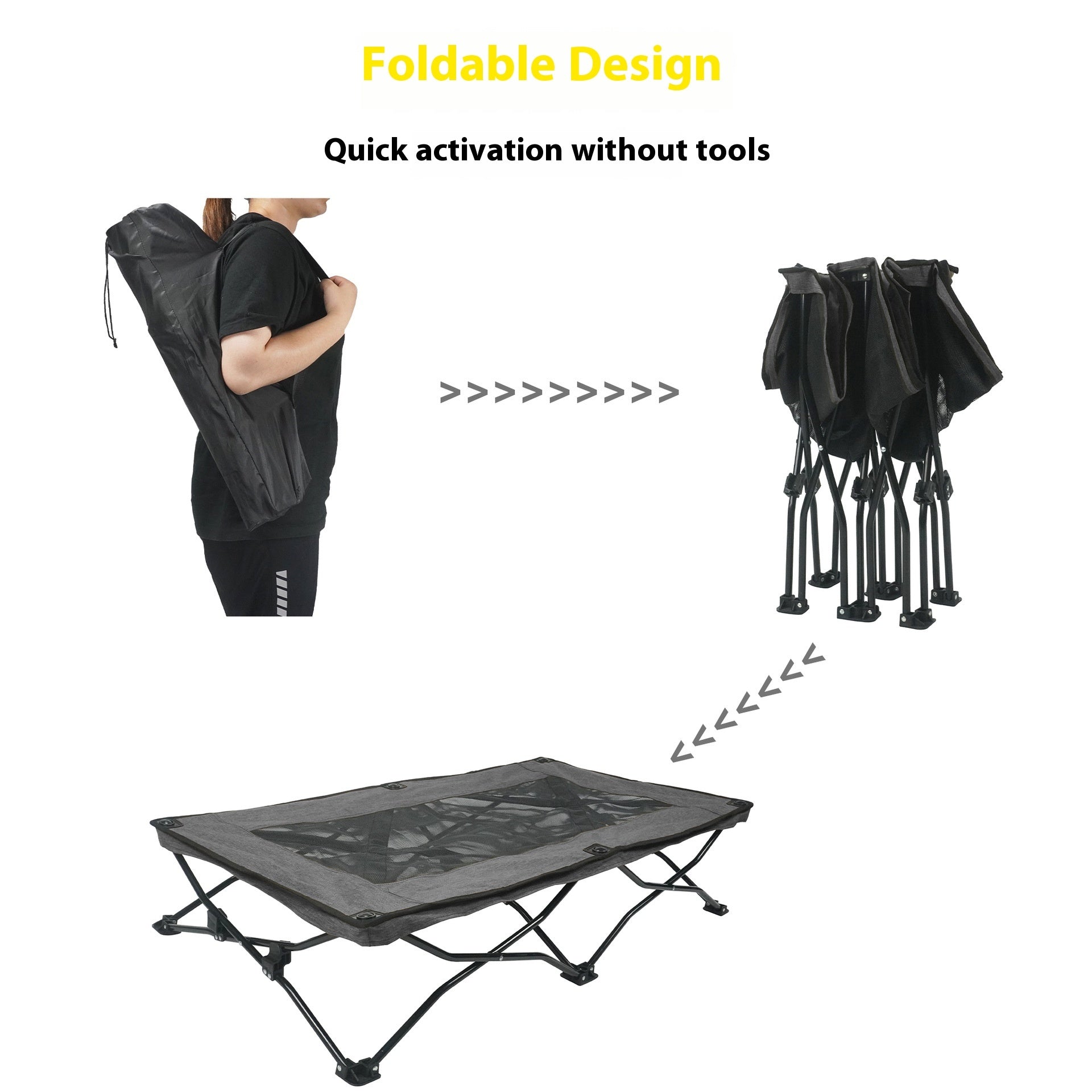KFX-6246845 Double Layer Fabric Large Foldable Pet Bed - Soft, Cozy Design for Medium to Large Dogs