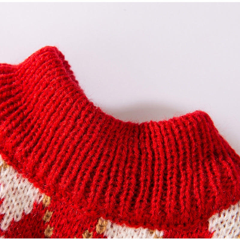 KFX-6246973 Diamond-Patterned Cherry Embroidered Sweater for Small and Medium Dogs and Cats