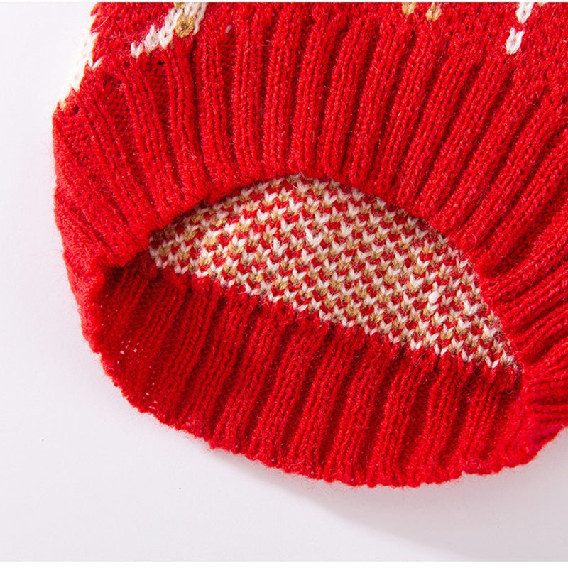 KFX-6246973 Diamond-Patterned Cherry Embroidered Sweater for Small and Medium Dogs and Cats