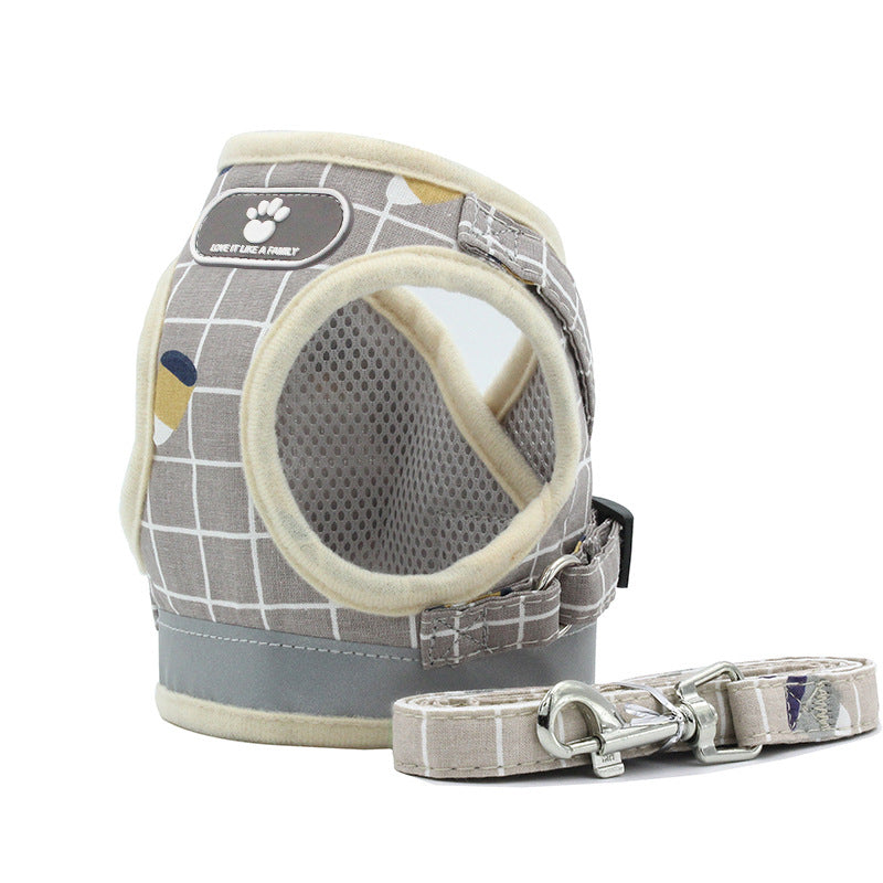 KFX-6247997 Adjustable Cat and Small Dog Vest Style Traction Rope - Outdoor Use, Durable Cloth Material