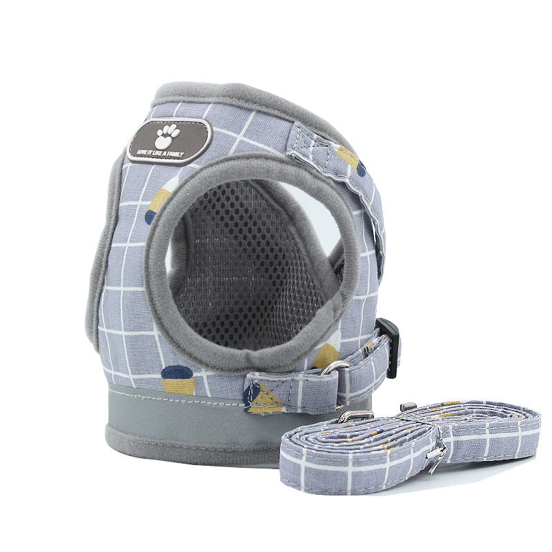 KFX-6247997 Adjustable Cat and Small Dog Vest Style Traction Rope - Outdoor Use, Durable Cloth Material