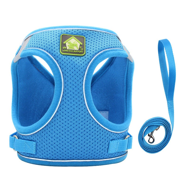 KFX-6247997 Adjustable Cat and Small Dog Vest Style Traction Rope - Outdoor Use, Durable Cloth Material