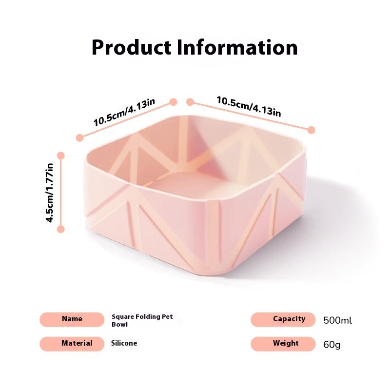 KFX-6248381 Folding Pet Outing Bowl for Dogs and Cats - Silicone, 500ml in Various Colors