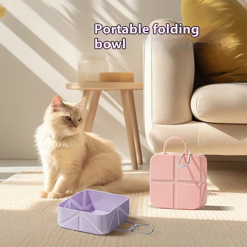 KFX-6248381 Folding Pet Outing Bowl for Dogs and Cats - Silicone, 500ml in Various Colors
