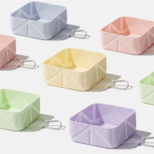 KFX-6248381 Folding Pet Outing Bowl for Dogs and Cats - Silicone, 500ml in Various Colors