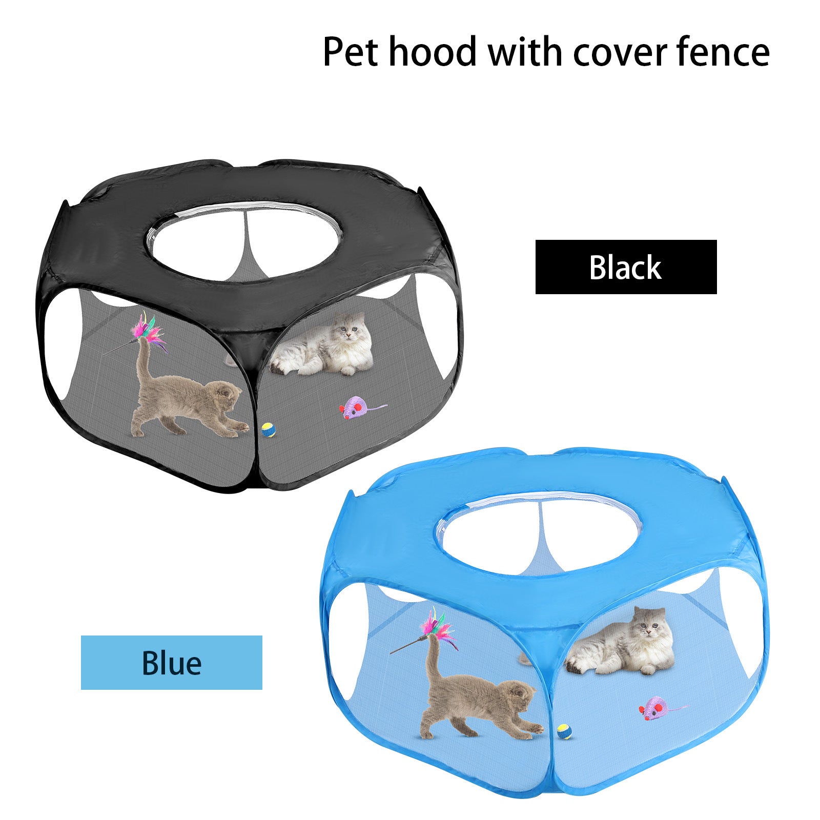 KFX-6249021 Portable Foldable Pet Fence for Indoor and Outdoor Use - Black and Sky Blue