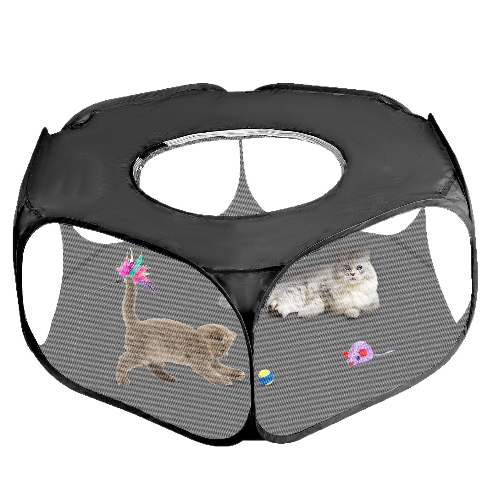 KFX-6249021 Portable Foldable Pet Fence for Indoor and Outdoor Use - Black and Sky Blue