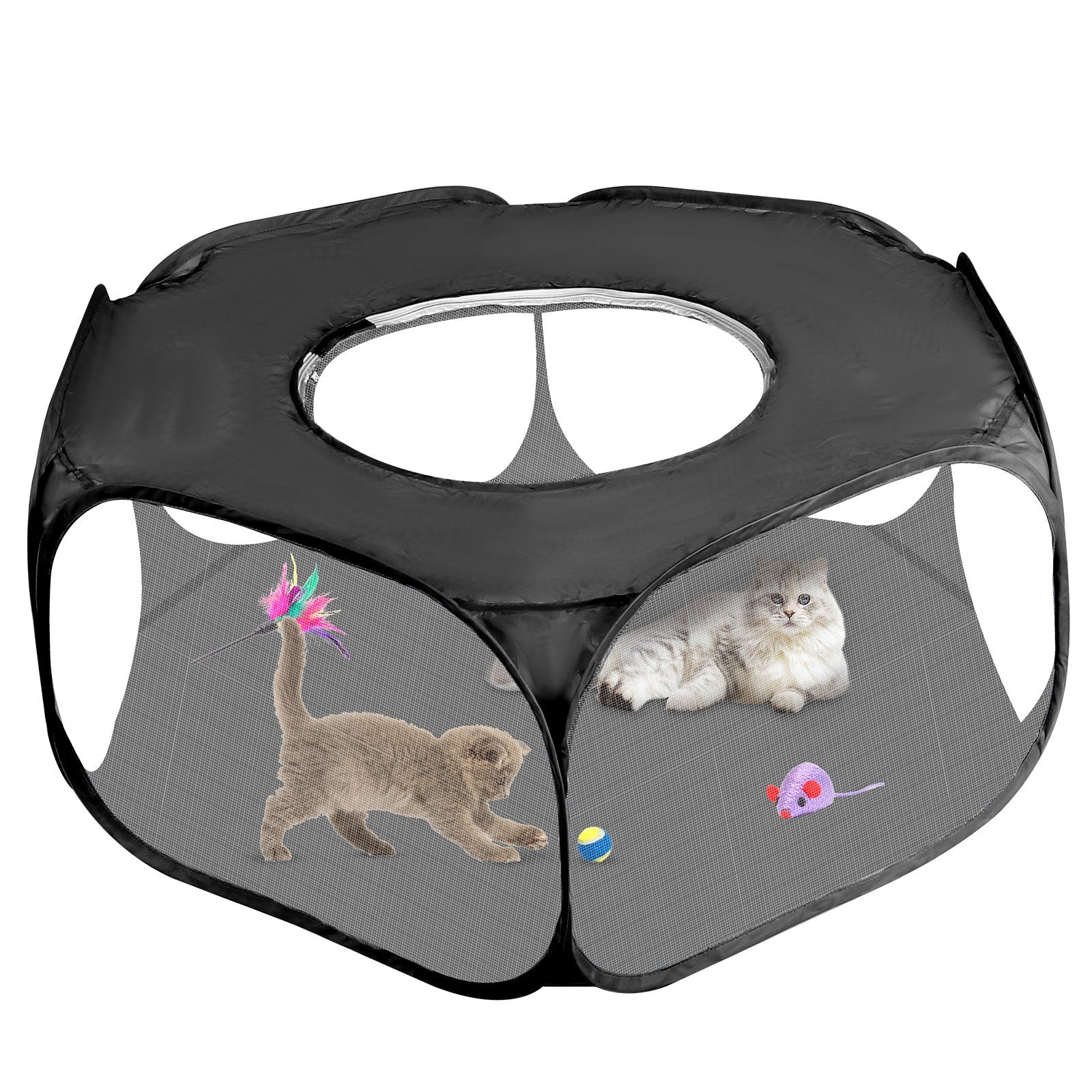 KFX-6249021 Portable Foldable Pet Fence for Indoor and Outdoor Use - Black and Sky Blue