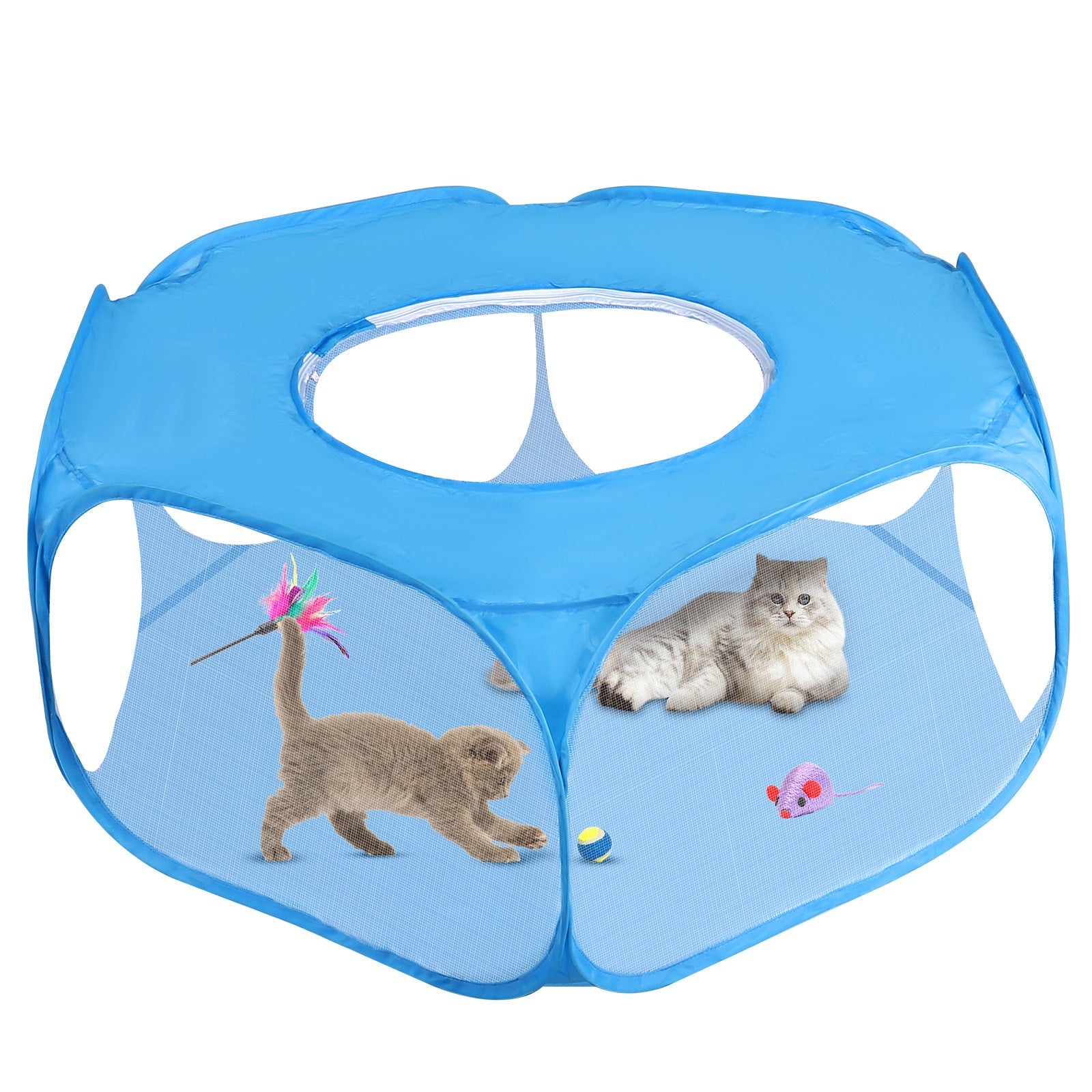 KFX-6249021 Portable Foldable Pet Fence for Indoor and Outdoor Use - Black and Sky Blue
