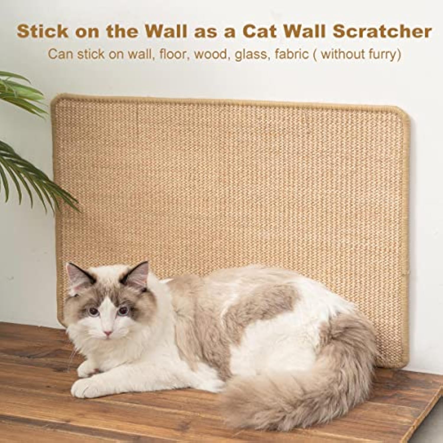 KFX-6249661 Sisal Cat Scratch Pad with Adhesive Hook Tape - Durable Scratching Surface for Indoor Cats
