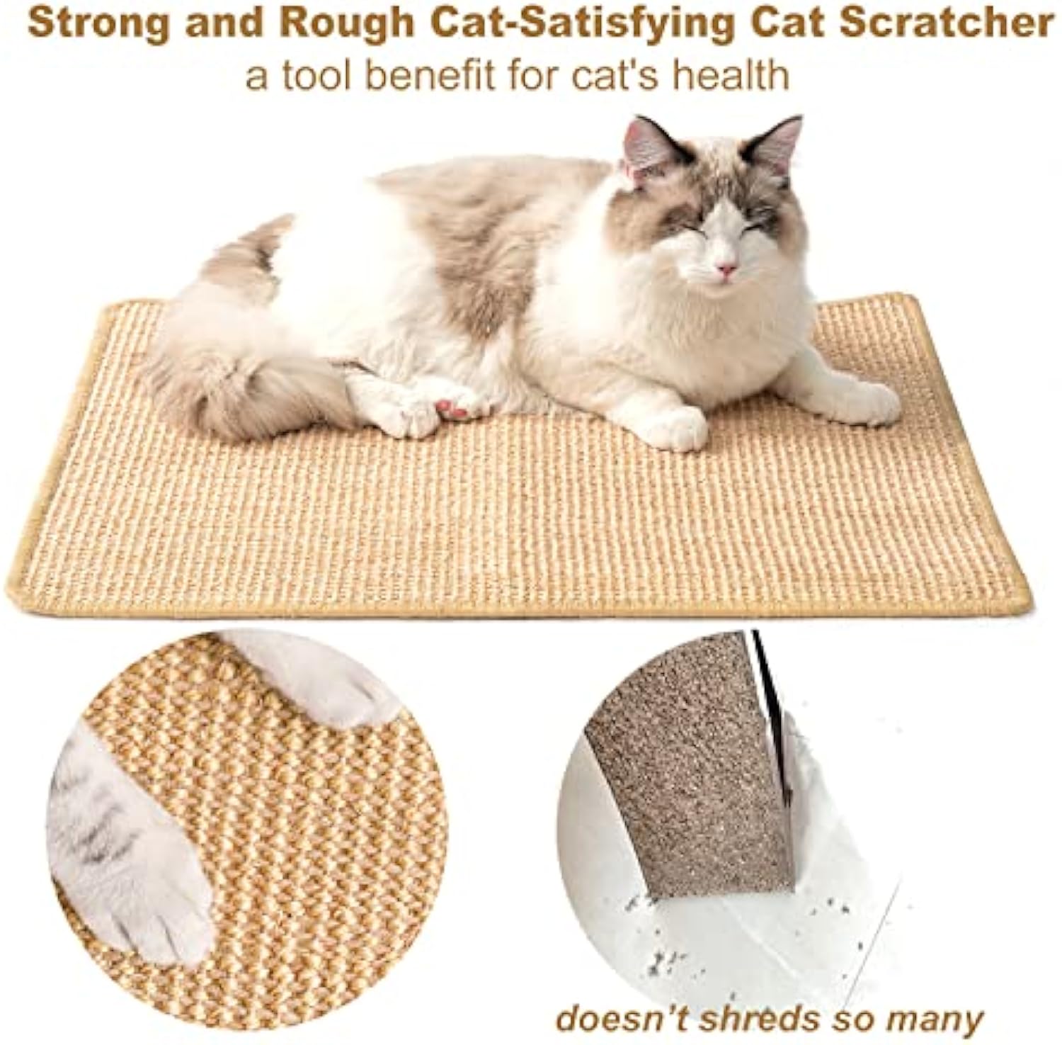 KFX-6249661 Sisal Cat Scratch Pad with Adhesive Hook Tape - Durable Scratching Surface for Indoor Cats