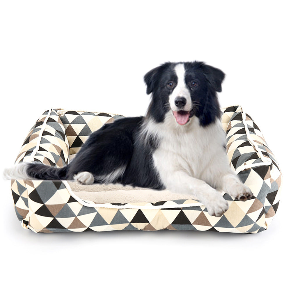 KFX-6252221 Dachshund Print Square Pet Nest with Soft Cotton Cushion for Dogs