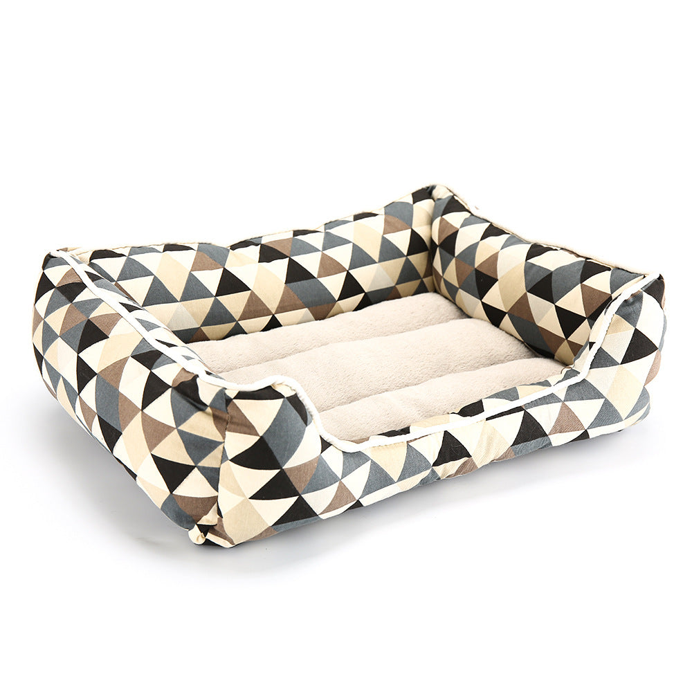 KFX-6252221 Dachshund Print Square Pet Nest with Soft Cotton Cushion for Dogs