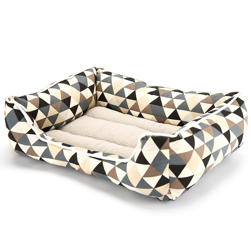 KFX-6252221 Dachshund Print Square Pet Nest with Soft Cotton Cushion for Dogs