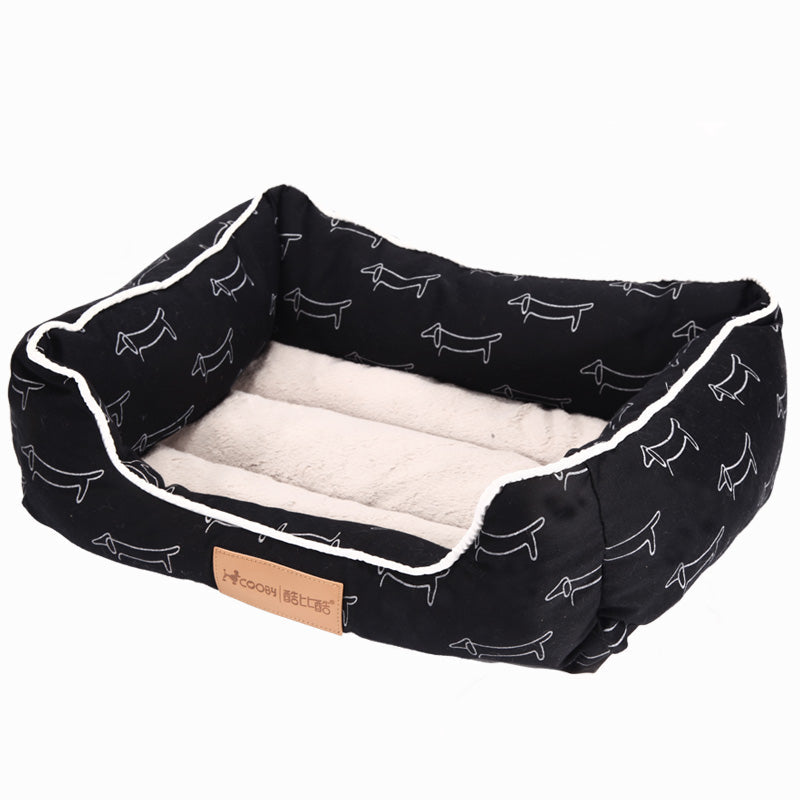 KFX-6252221 Dachshund Print Square Pet Nest with Soft Cotton Cushion for Dogs