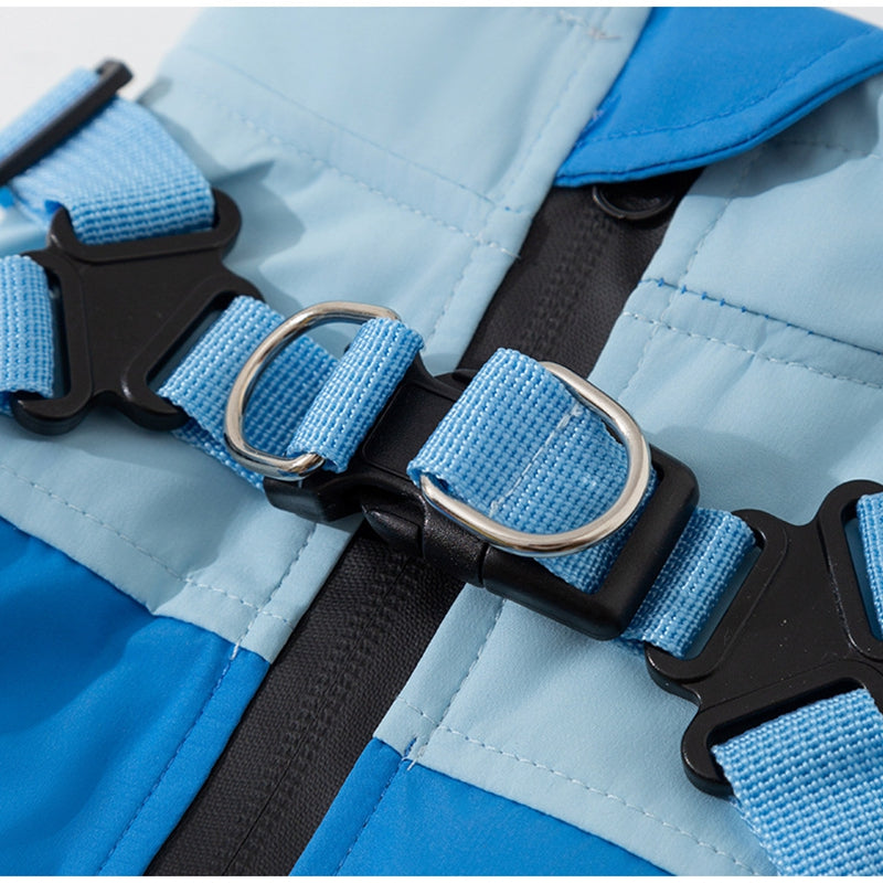 KFX-6252733 Reflective Waterproof Outdoor Jumpsuit for Small and Medium Dogs with Built-in Harness