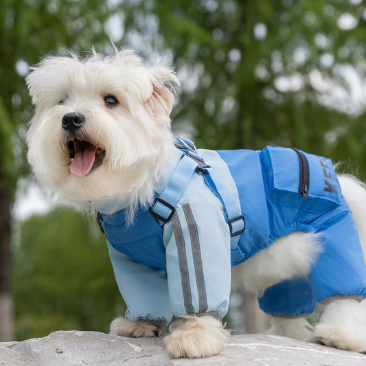 KFX-6252733 Reflective Waterproof Outdoor Jumpsuit for Small and Medium Dogs with Built-in Harness