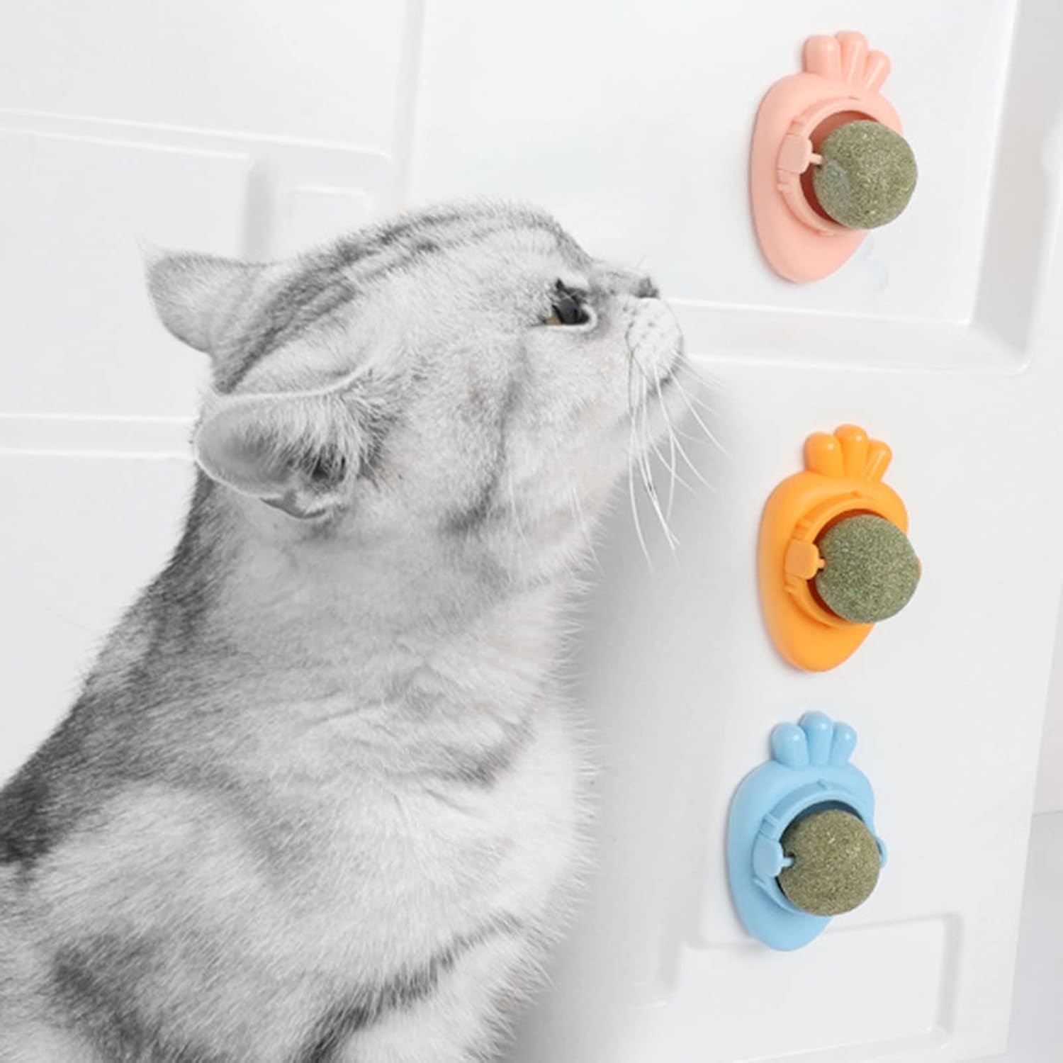 KFX-6255421 Carrot Shape Catnip Balls for Teeth Cleaning - Self-Adhesive Catnip Toys for Indoor Cats