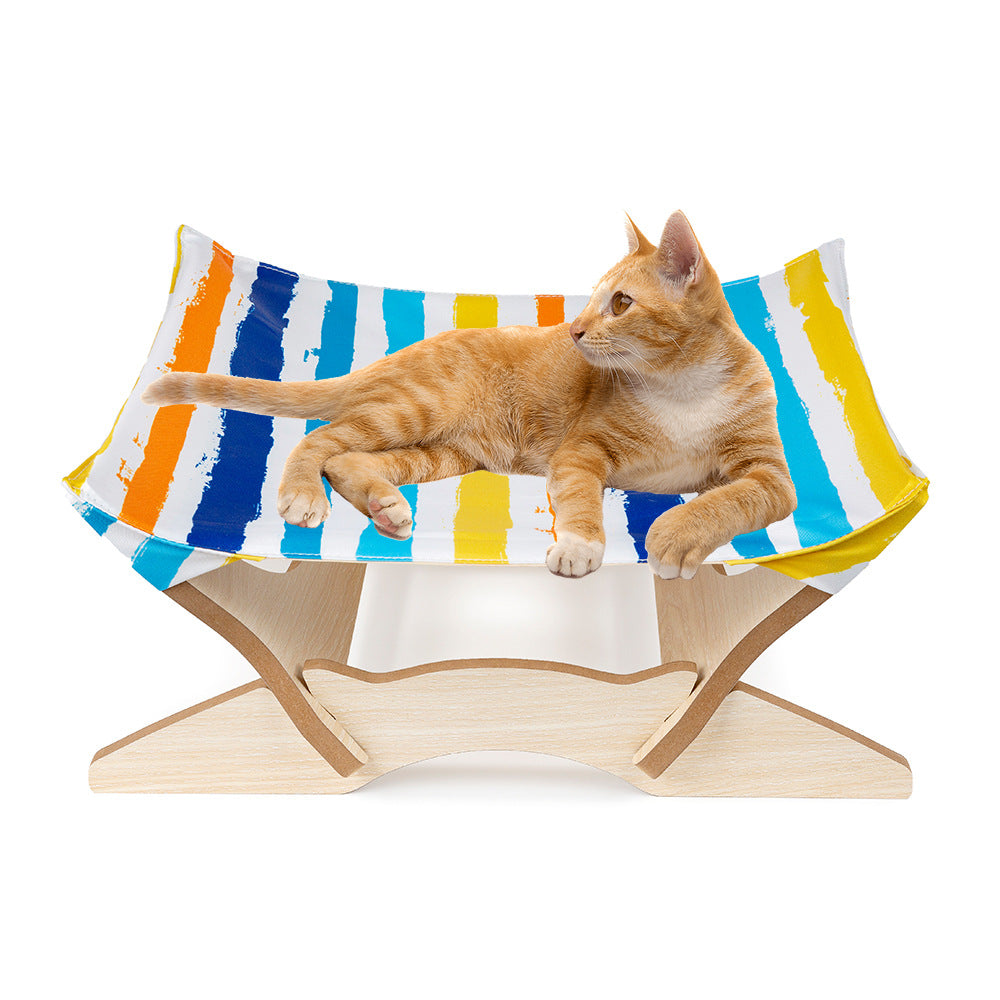 KFX-6255549 Wooden Cat Hammock - Stylish Pet Bed for Comfort and Relaxation