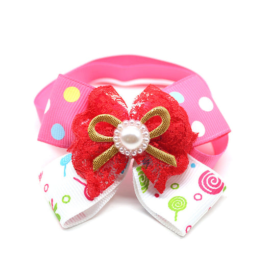 KFX-6256189 Pink Princess Style Bow Tie for Dogs and Cats - Universal Pet Accessory