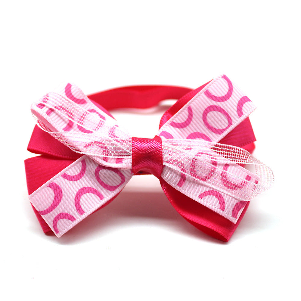 KFX-6256189 Pink Princess Style Bow Tie for Dogs and Cats - Universal Pet Accessory