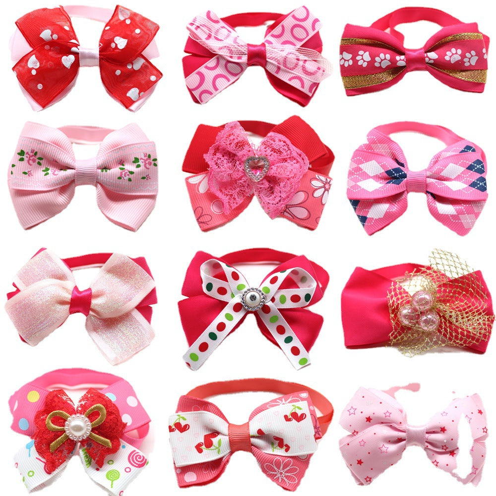 KFX-6256189 Pink Princess Style Bow Tie for Dogs and Cats - Universal Pet Accessory