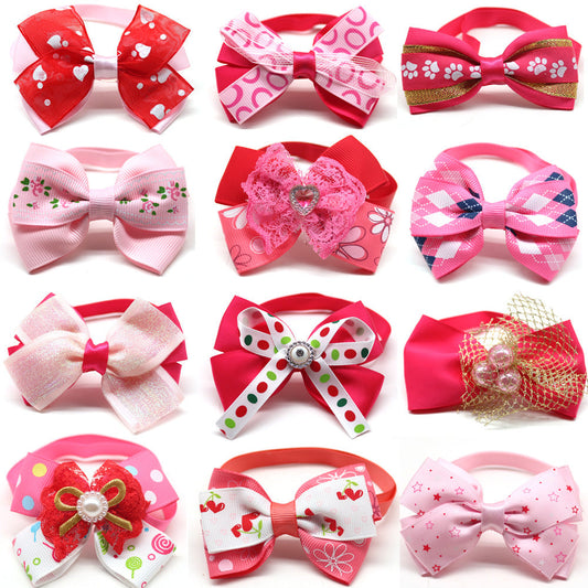 KFX-6256189 Pink Princess Style Bow Tie for Dogs and Cats - Universal Pet Accessory