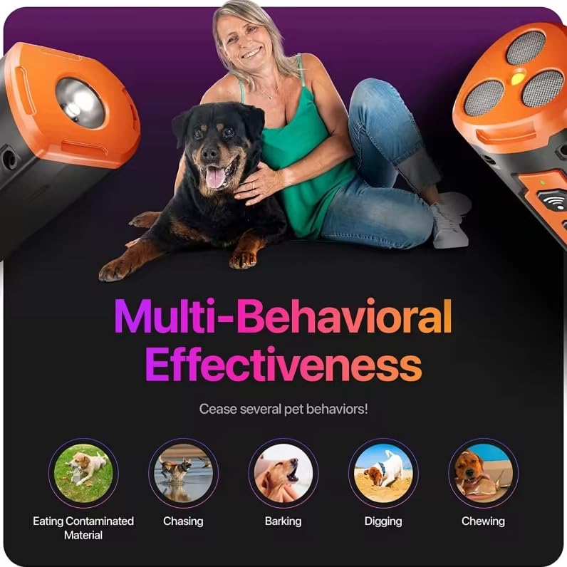 KFX-6257213 Ultrasonic Dog Bark Deterrent Device with 50ft Range for Effective Training and Behavior Modification