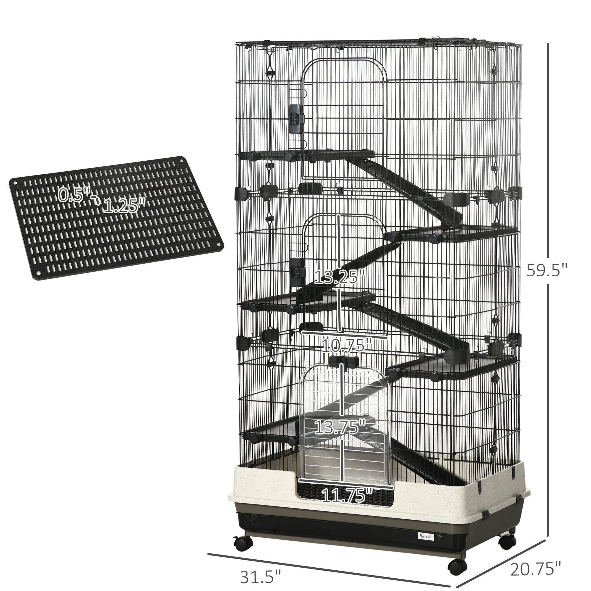 KFX-6257597 6-Tier Rolling Small Animal Cage with Spacious Living Area for Rabbits and Other Small Pets