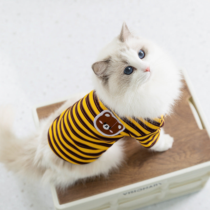 KFX-6259517 Lightweight Striped Cat & Small Dog Apparel for Air-Conditioned Rooms