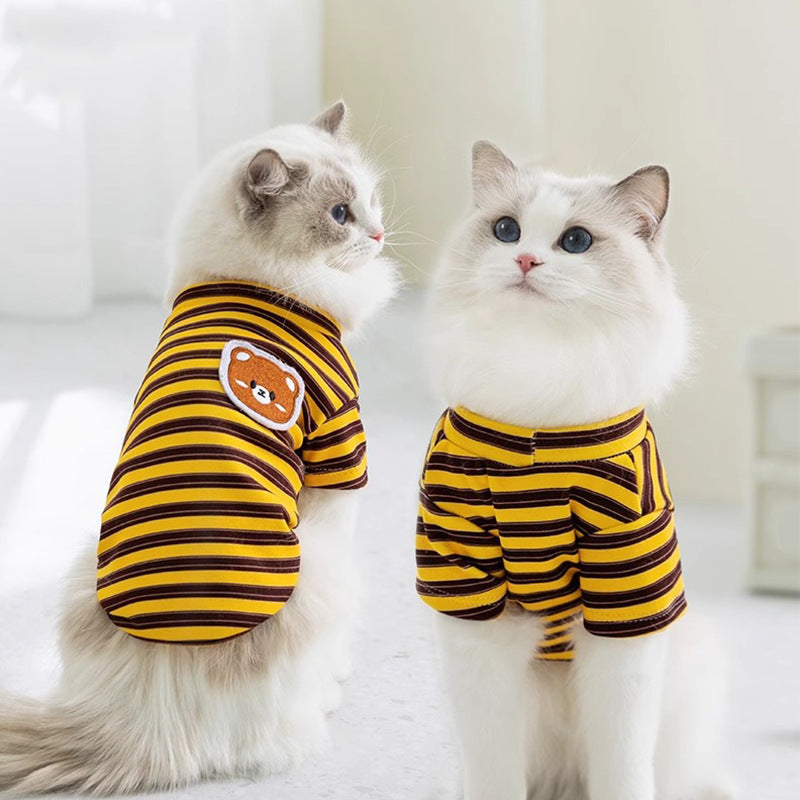 KFX-6259517 Lightweight Striped Cat & Small Dog Apparel for Air-Conditioned Rooms