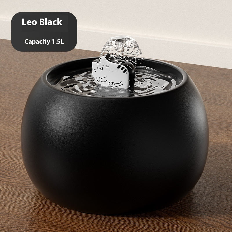 KFX-6259773 Ceramic Cartoon Kitty Pet Water Fountain - White & Black Options Available