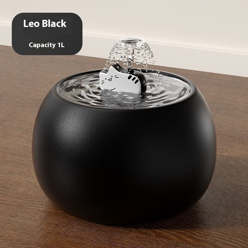 KFX-6259773 Ceramic Cartoon Kitty Pet Water Fountain - White & Black Options Available